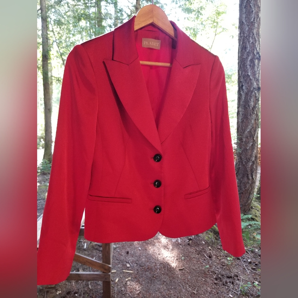 Red Planet Jacket Blazer Medium Ladies Button sleeves interview business Top